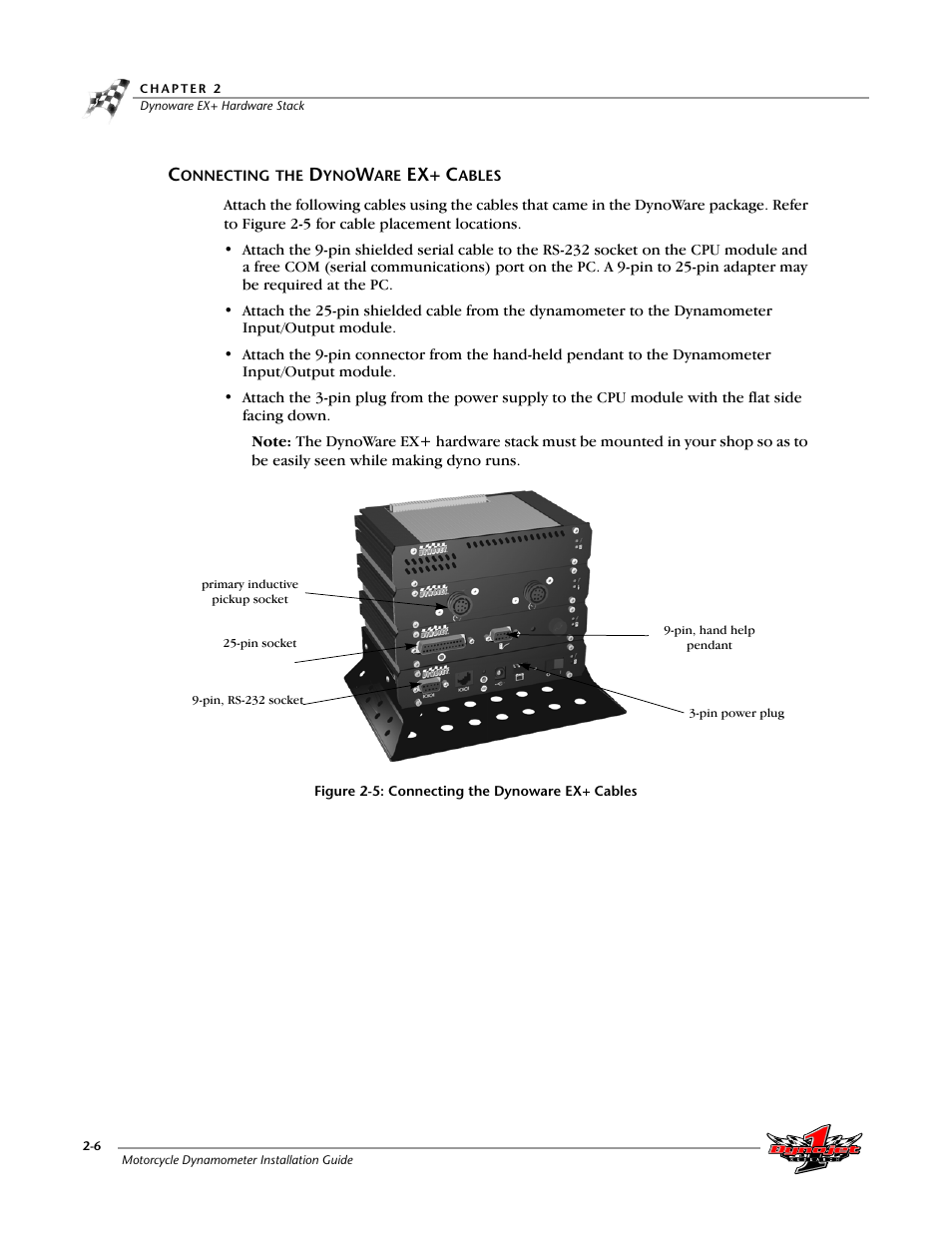 Connecting the dynoware ex+ cables, Figure 2-5: connecting the dynoware ex+ cables | Dynojet 200: Installation Guide User Manual | Page 30 / 73