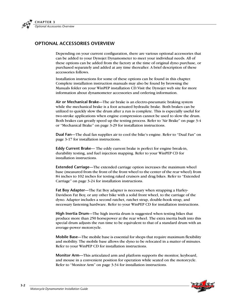 Optional accessories overview | Dynojet 200: Installation Guide User Manual | Page 32 / 73