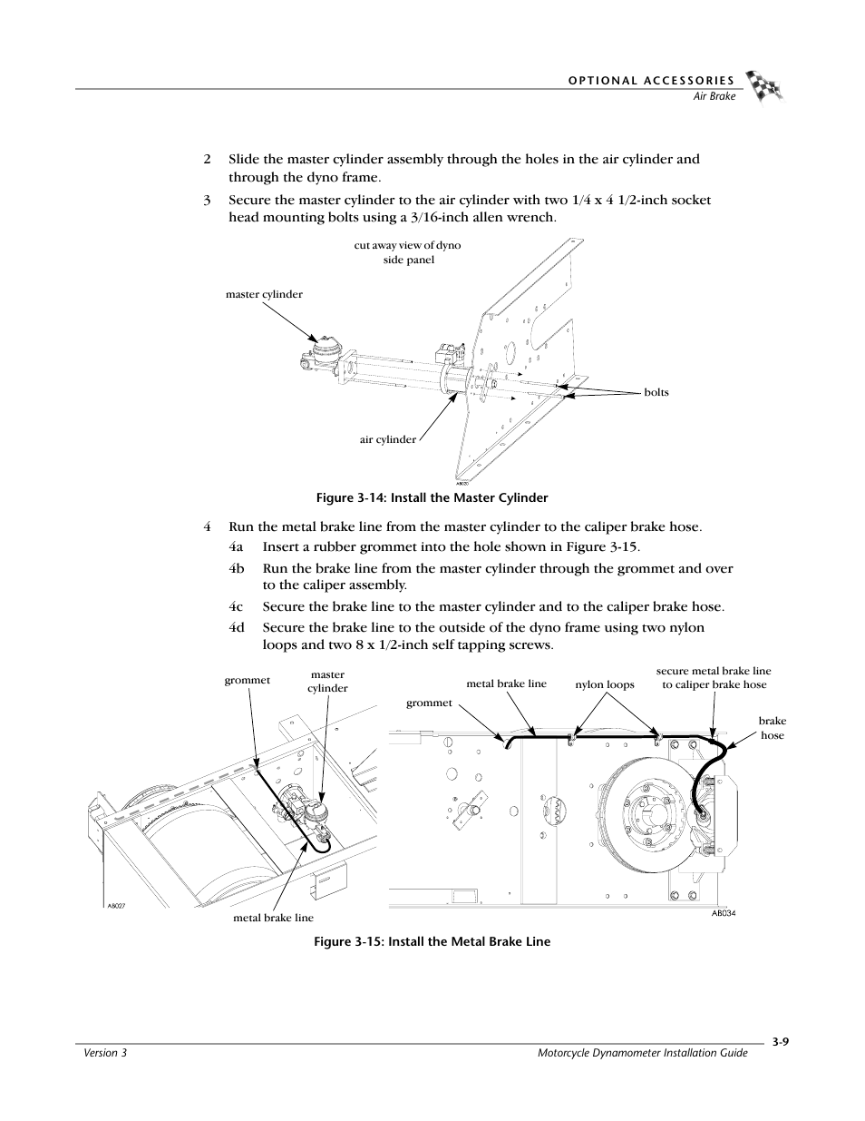 Figure 3-14: install the master cylinder, Figure 3-15: install the metal brake line | Dynojet 200: Installation Guide User Manual | Page 39 / 73