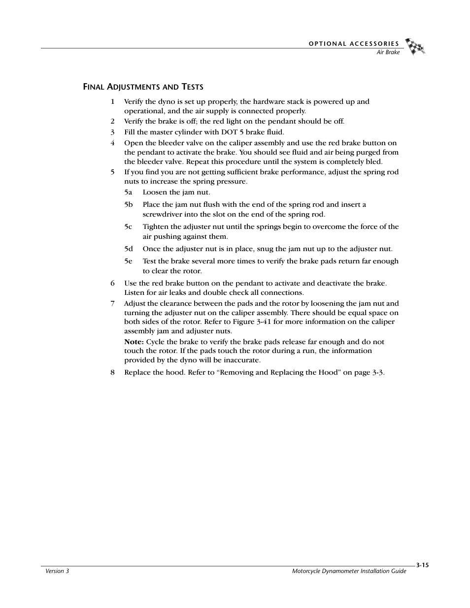 Final adjustments and tests | Dynojet 200: Installation Guide User Manual | Page 45 / 73