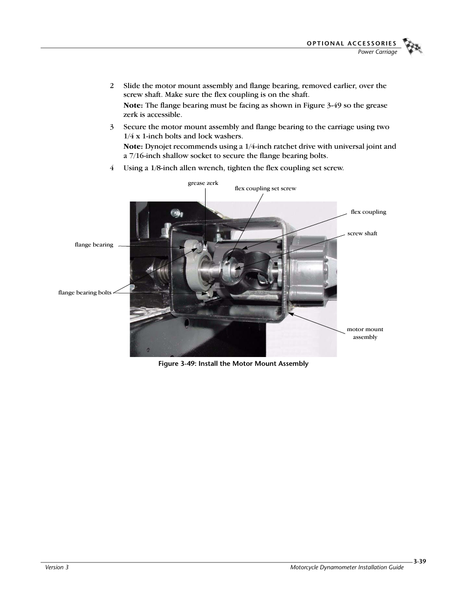 Figure 3-49: install the motor mount assembly | Dynojet 200: Installation Guide User Manual | Page 69 / 73