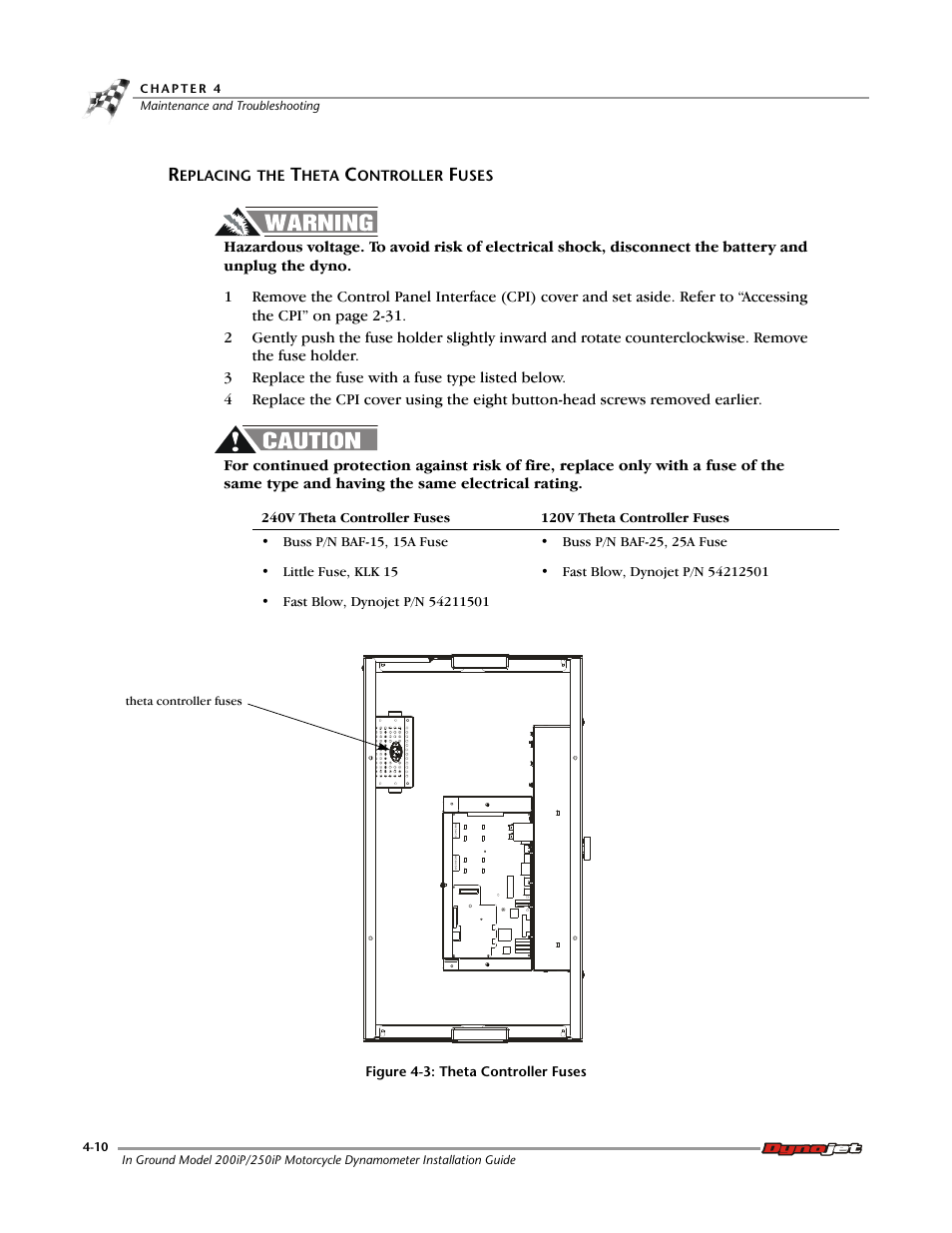 Replacing the theta controller fuses | Dynojet 250i: Pit Installation Guide User Manual | Page 108 / 154