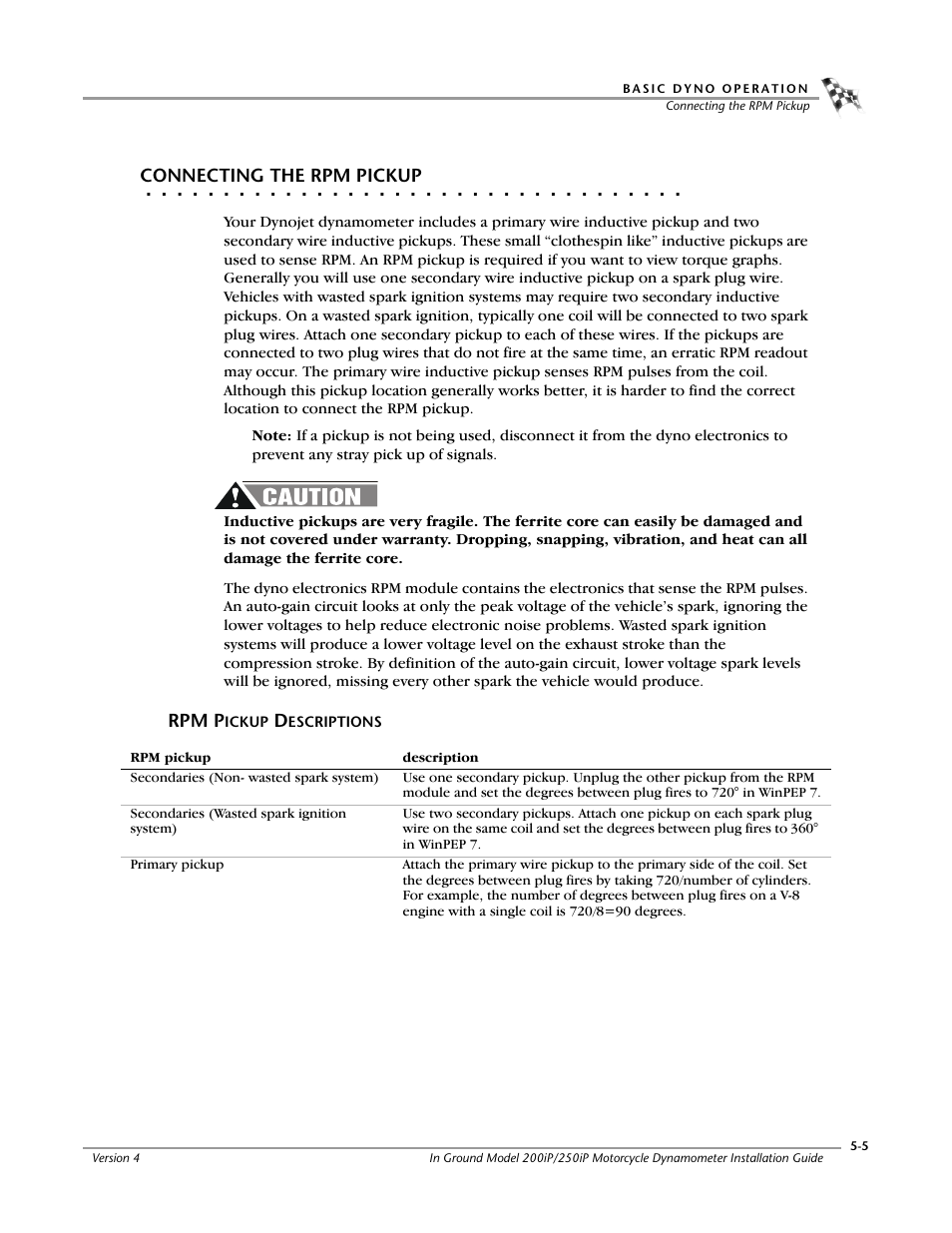 Connecting the rpm pickup, Rpm pickup descriptions | Dynojet 250i: Pit Installation Guide User Manual | Page 115 / 154