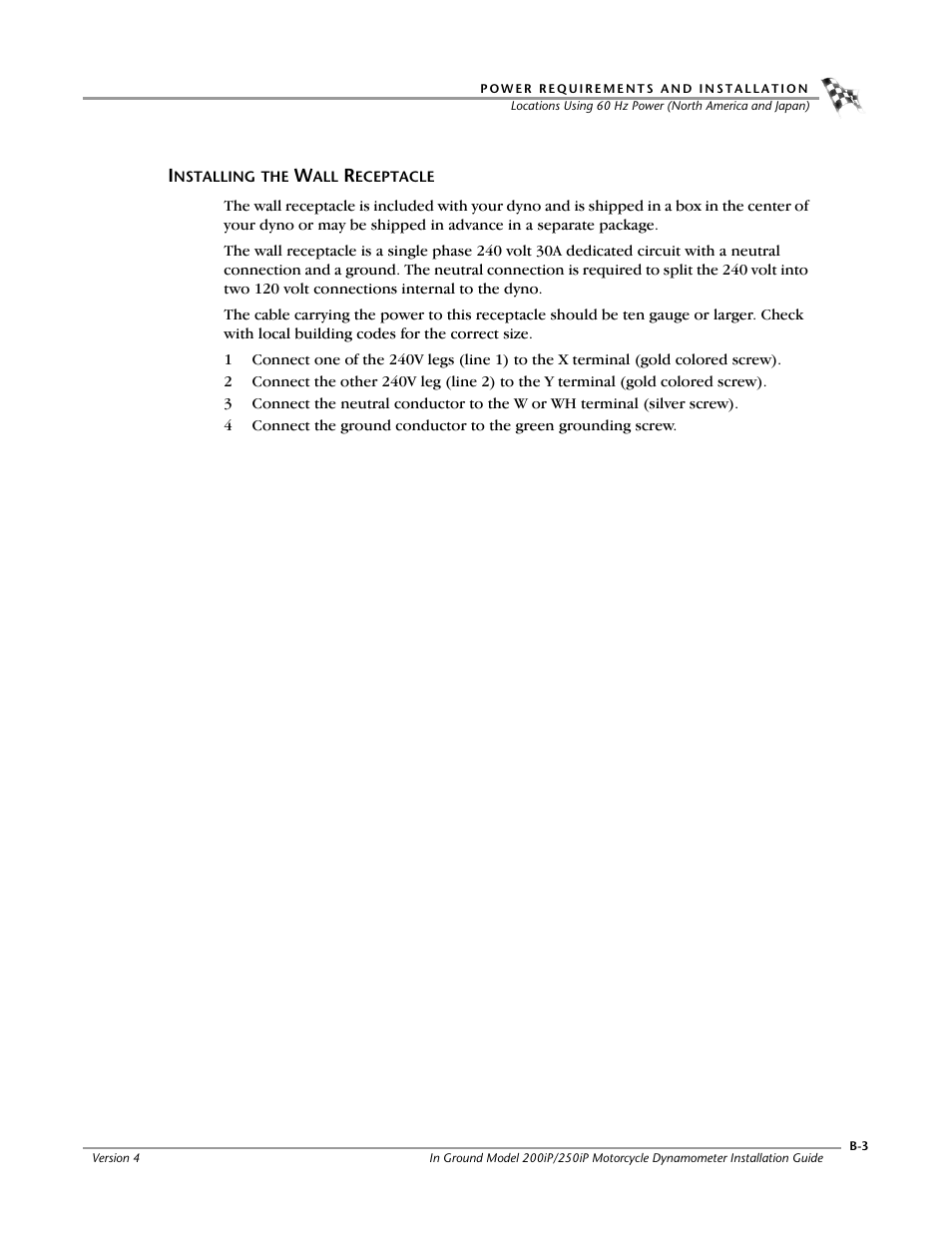 Installing the wall receptacle | Dynojet 250i: Pit Installation Guide User Manual | Page 131 / 154