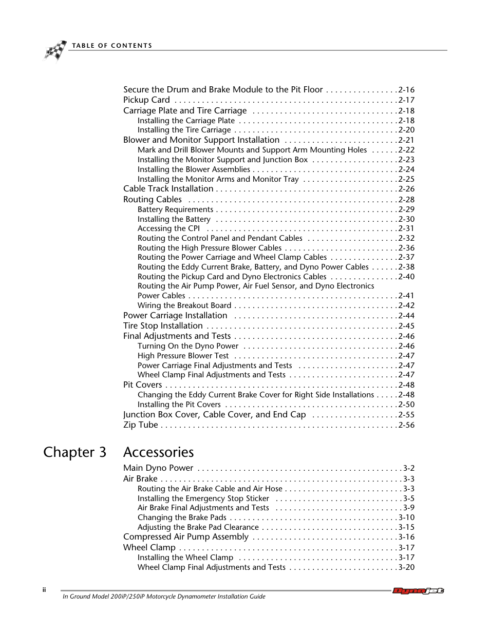 Chapter 3 accessories | Dynojet 250i: Pit Installation Guide User Manual | Page 4 / 154