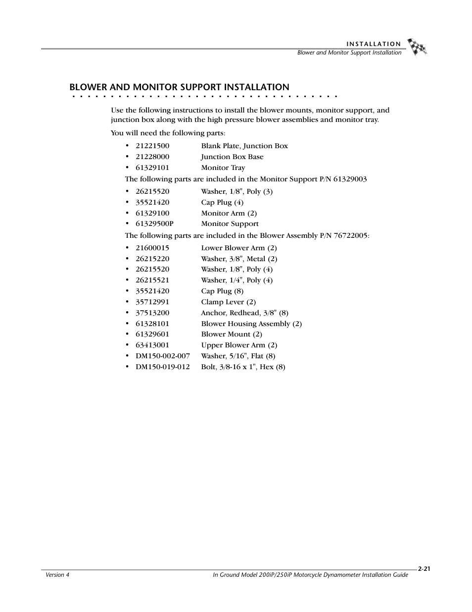 Blower and monitor support installation | Dynojet 250i: Pit Installation Guide User Manual | Page 43 / 154