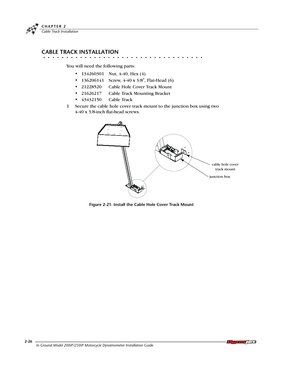 Cable track installation | Dynojet 250i: Pit Installation Guide User Manual | Page 48 / 154