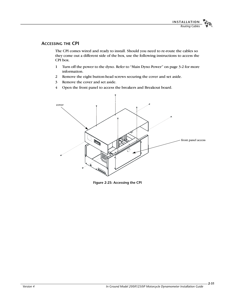 Accessing the cpi | Dynojet 250i: Pit Installation Guide User Manual | Page 53 / 154