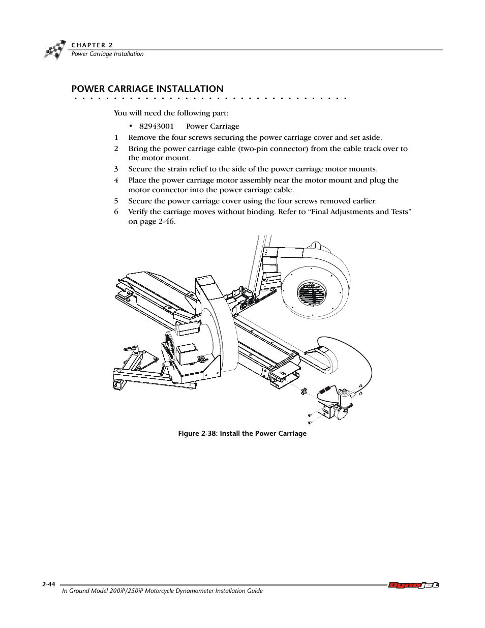 Power carriage installation | Dynojet 250i: Pit Installation Guide User Manual | Page 66 / 154