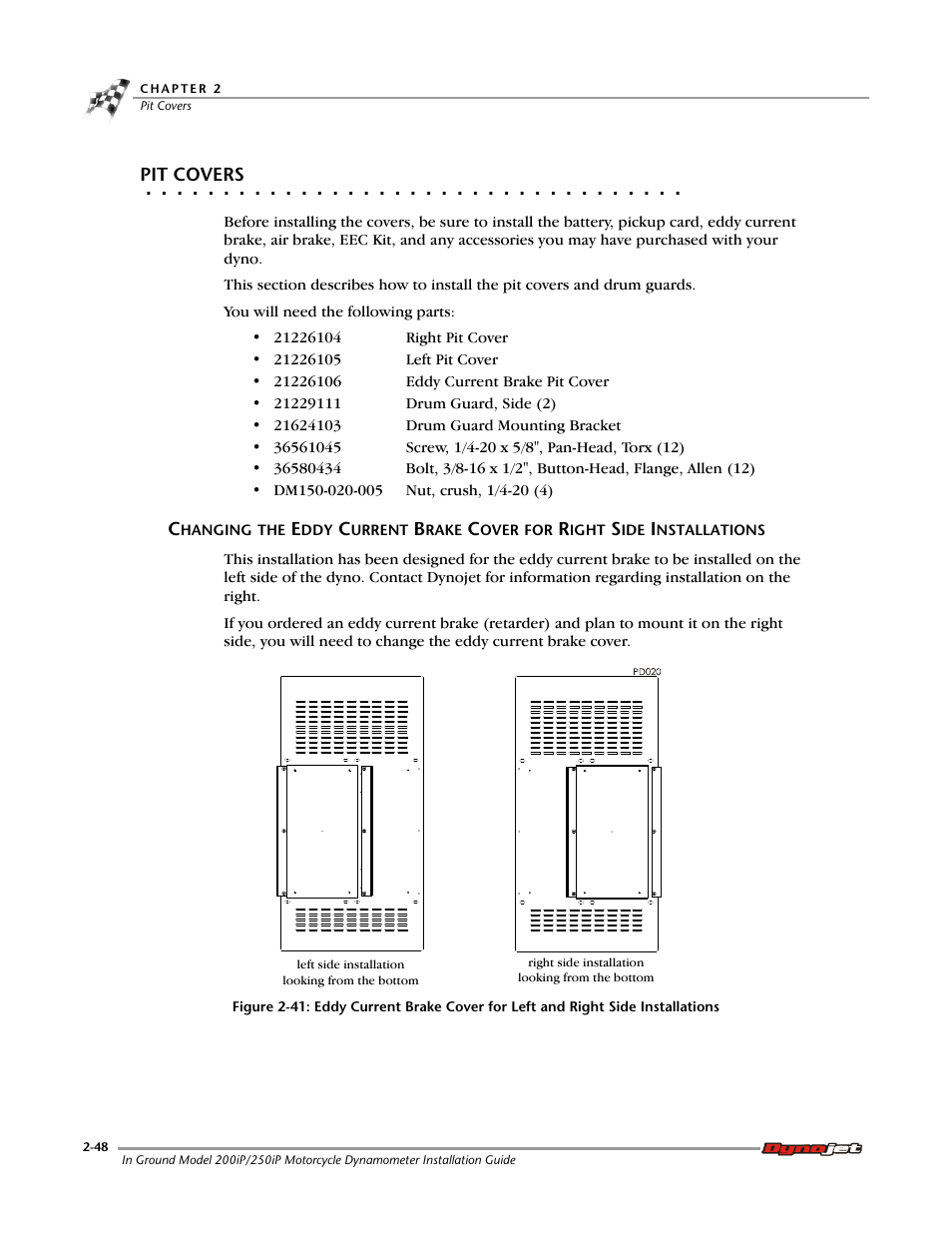 Pit covers | Dynojet 250i: Pit Installation Guide User Manual | Page 70 / 154