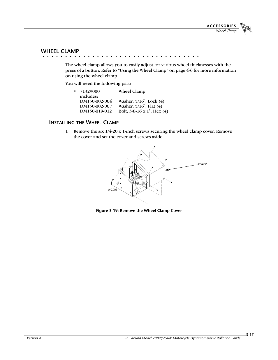 Wheel clamp, Installing the wheel clamp | Dynojet 250i: Pit Installation Guide User Manual | Page 95 / 154