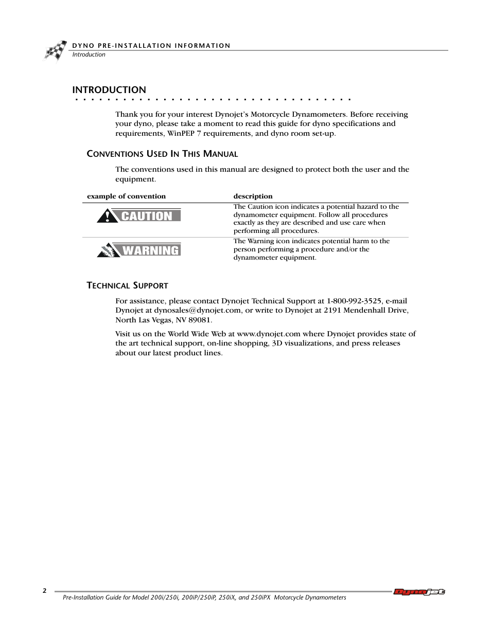 Introduction, Conventions used in this manual, Technical support | Dynojet 250ix: Pre-Installation Guide User Manual | Page 10 / 52