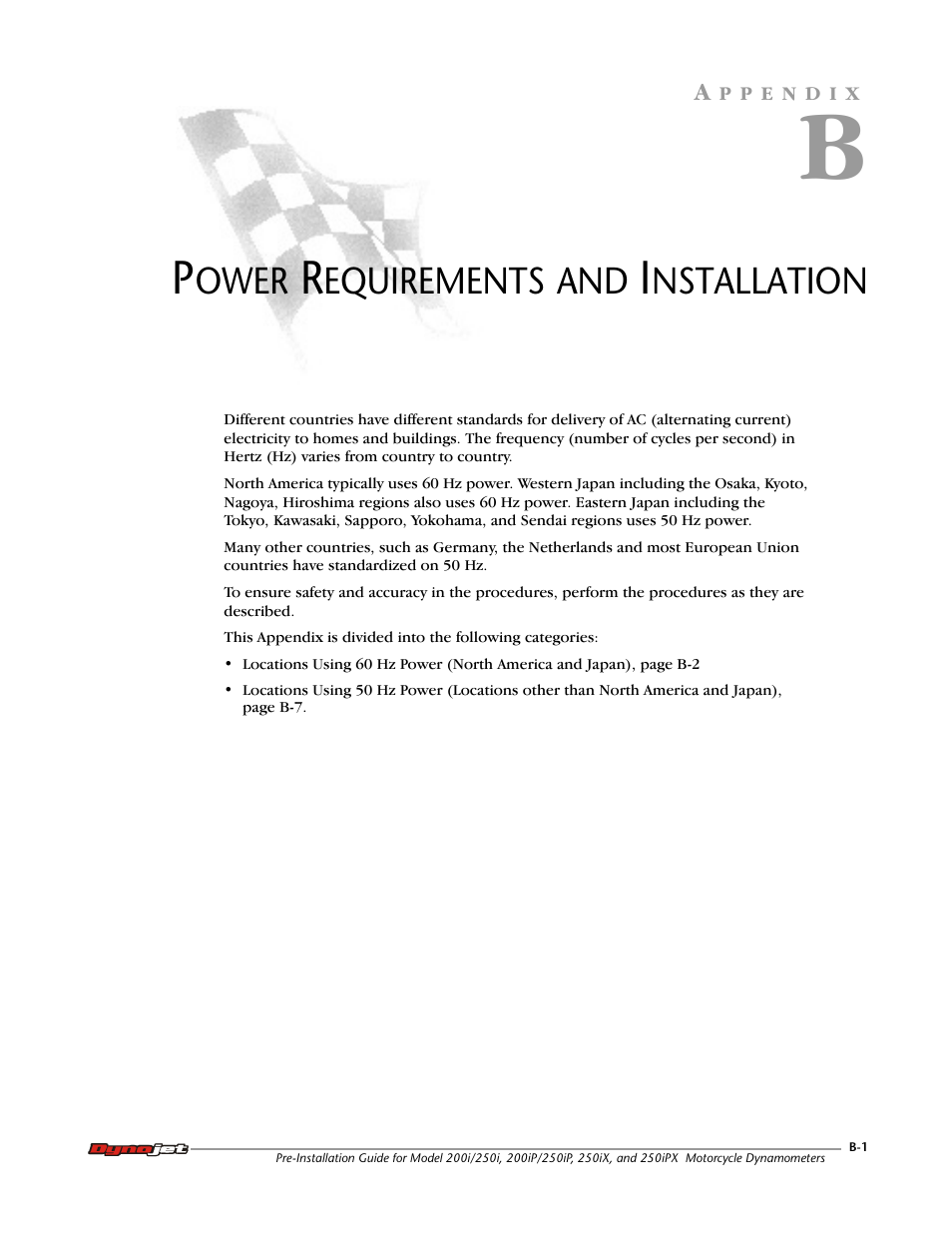 B - power requirements and installation | Dynojet 250ix: Pre-Installation Guide User Manual | Page 39 / 52