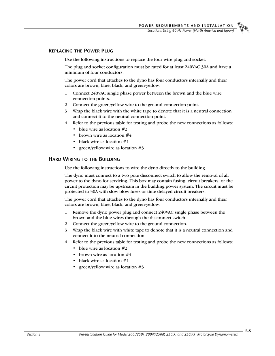 Replacing the power plug, Hard wiring to the building | Dynojet 250ix: Pre-Installation Guide User Manual | Page 43 / 52