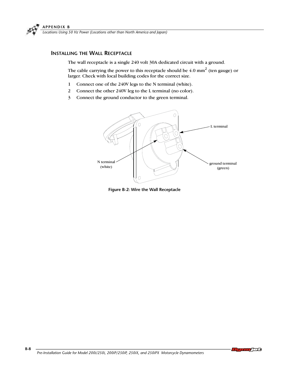 Installing the wall receptacle | Dynojet 250ix: Pre-Installation Guide User Manual | Page 46 / 52