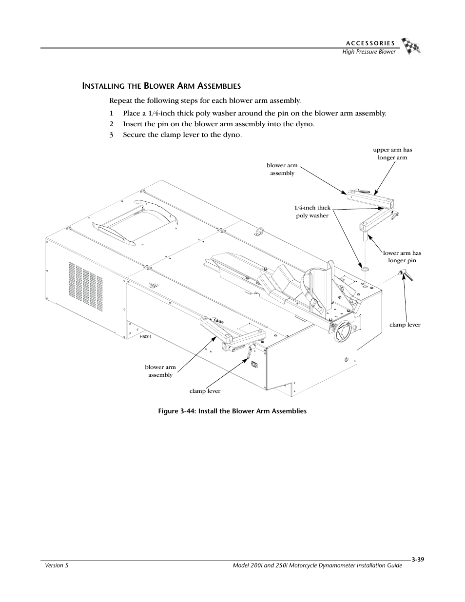 Installing the blower arm assemblies -39 | Dynojet 250i: Installation Guide User Manual | Page 105 / 184