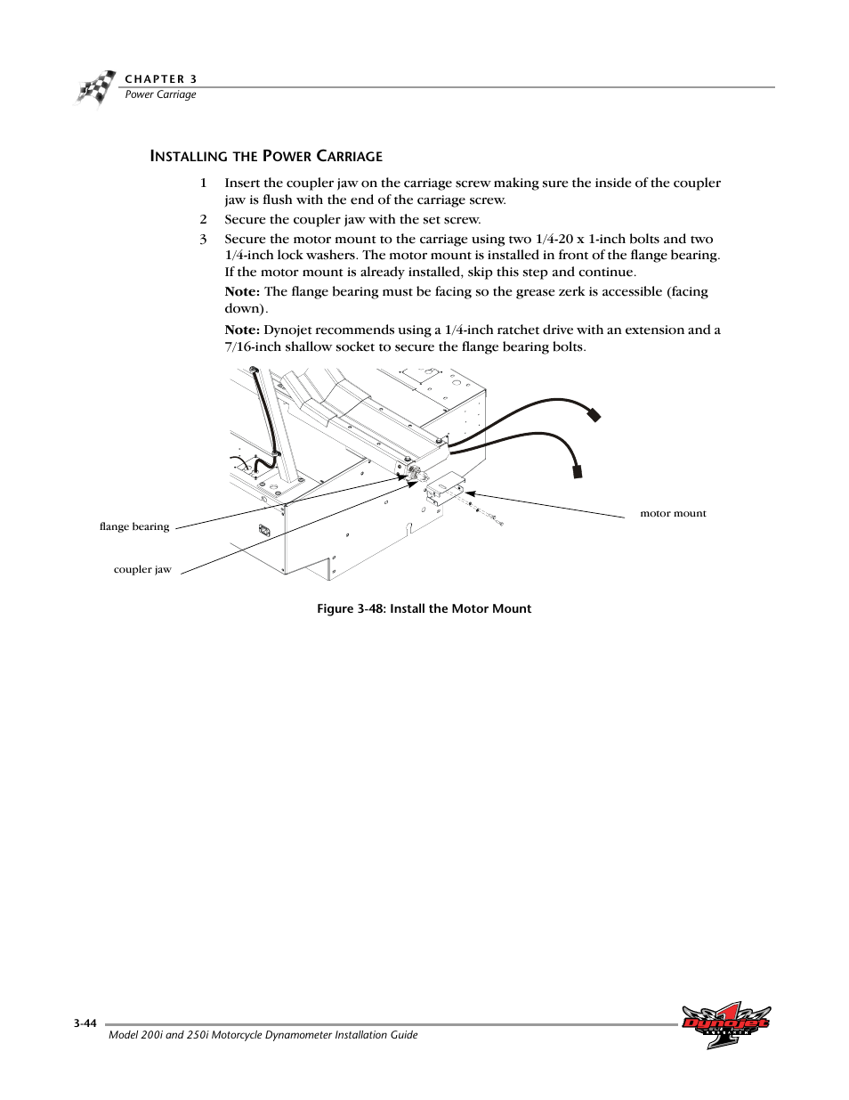 Installing the power carriage -44 | Dynojet 250i: Installation Guide User Manual | Page 110 / 184