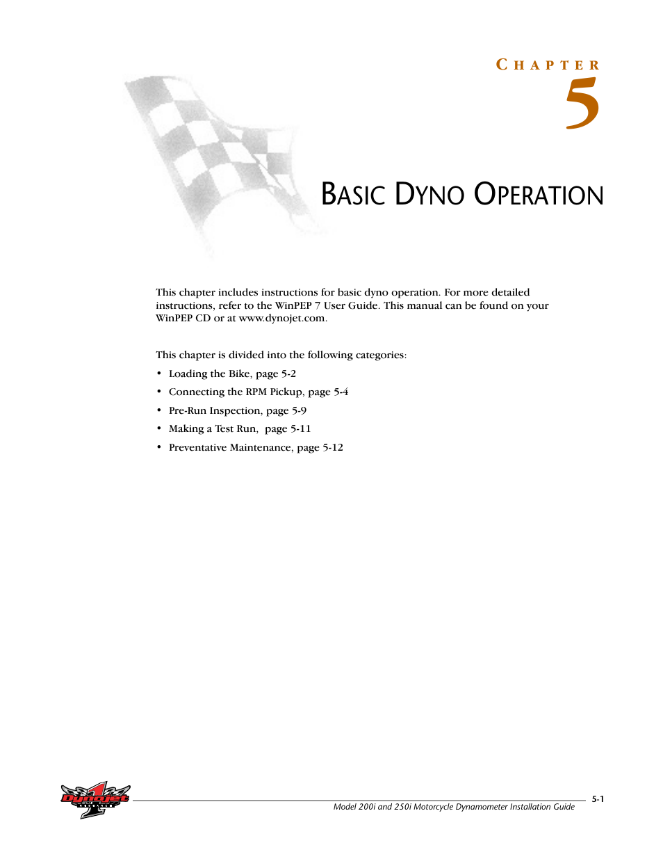 Basic dyno operation, Chapter 5 | Dynojet 250i: Installation Guide User Manual | Page 129 / 184