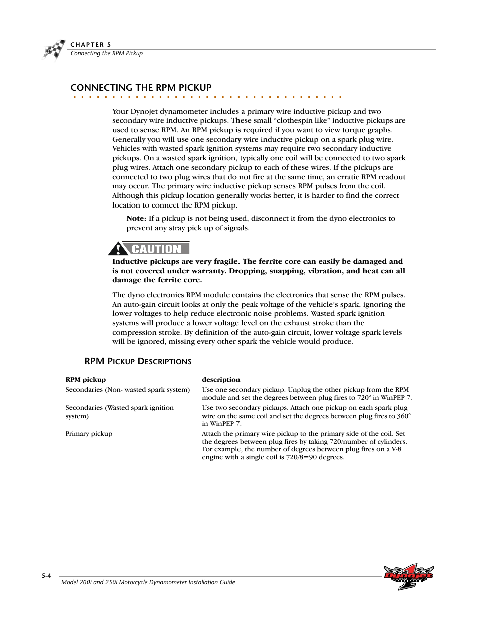 Connecting the rpm pickup, Rpm pickup descriptions -4 | Dynojet 250i: Installation Guide User Manual | Page 132 / 184