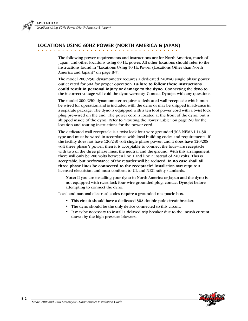 Locations using 60hz power (north america & japan) | Dynojet 250i: Installation Guide User Manual | Page 146 / 184