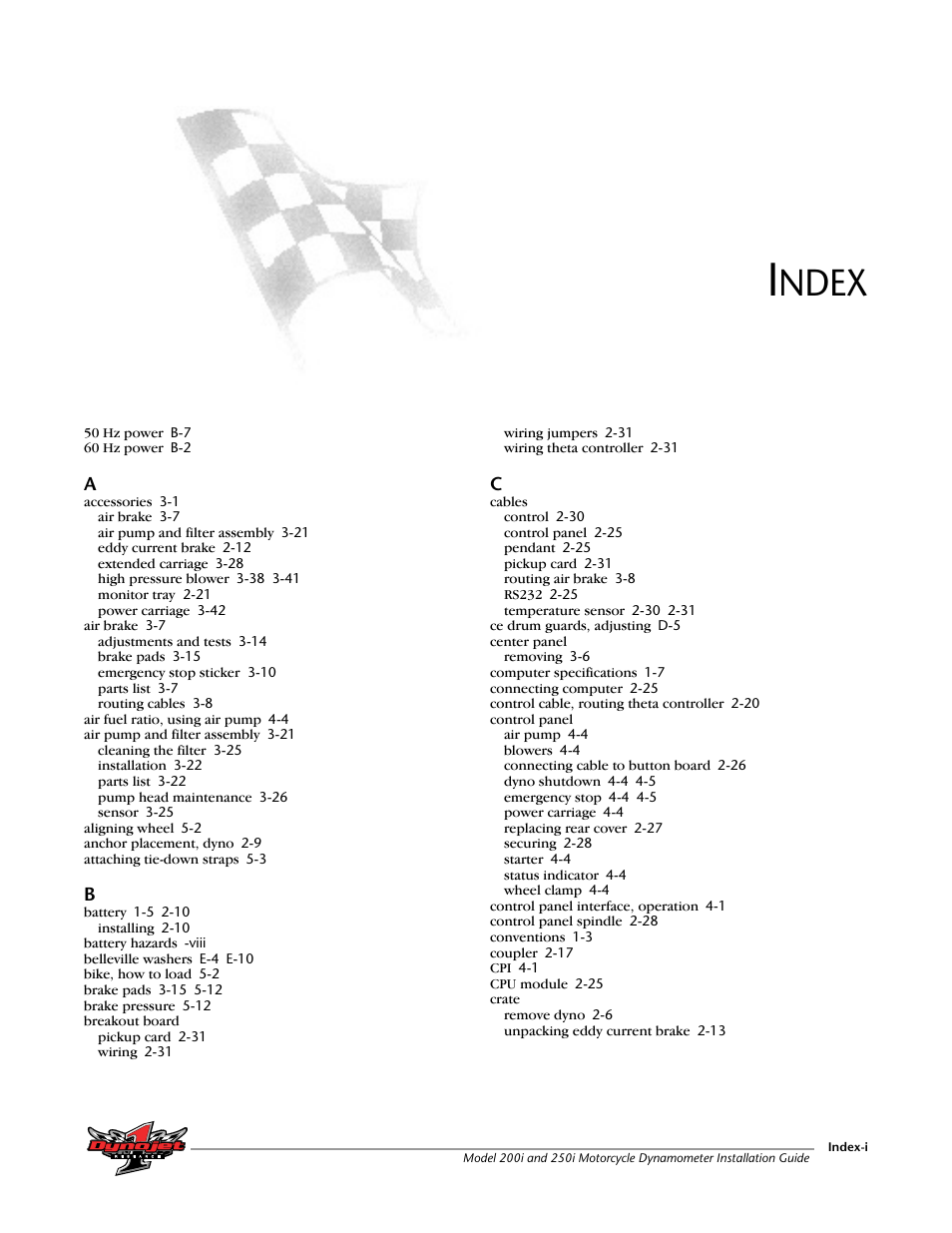 Index, Ndex | Dynojet 250i: Installation Guide User Manual | Page 181 / 184