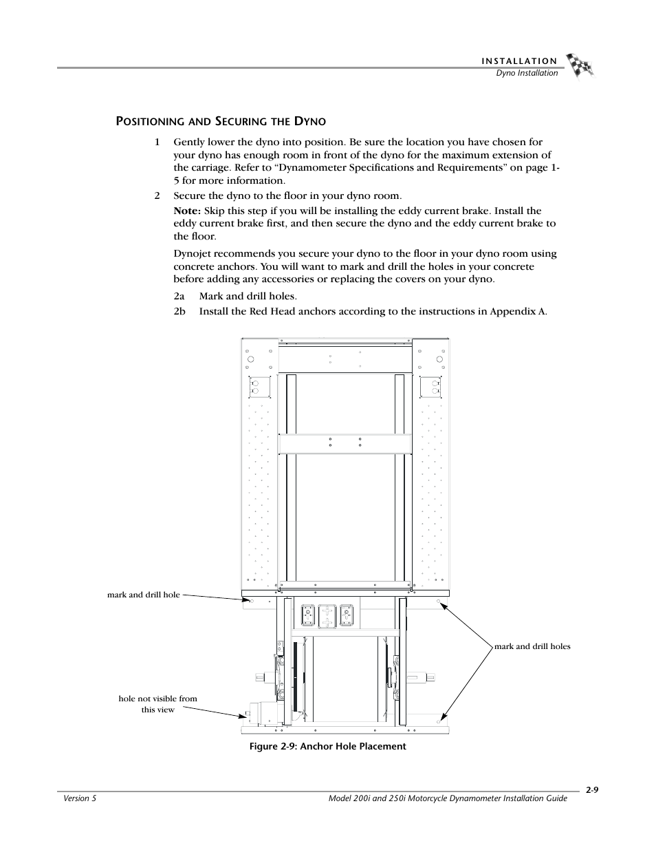 Positioning and securing the dyno -9 | Dynojet 250i: Installation Guide User Manual | Page 31 / 184