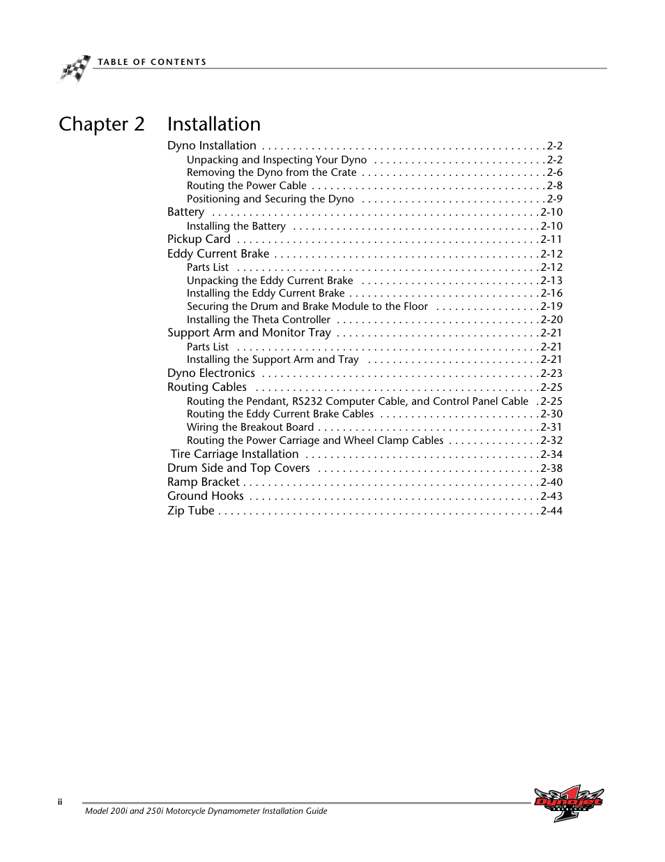 Chapter 2 installation | Dynojet 250i: Installation Guide User Manual | Page 4 / 184