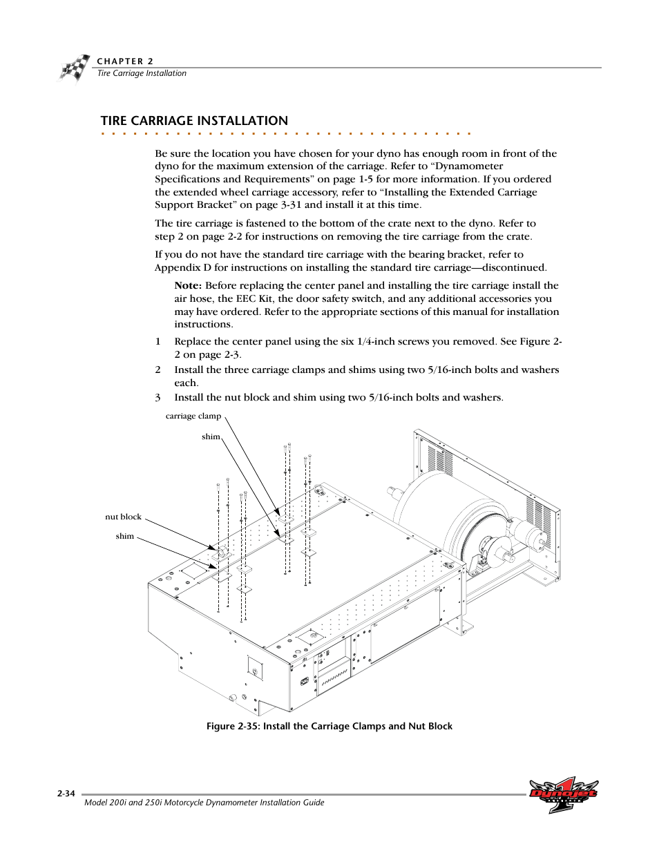 Tire carriage installation | Dynojet 250i: Installation Guide User Manual | Page 56 / 184