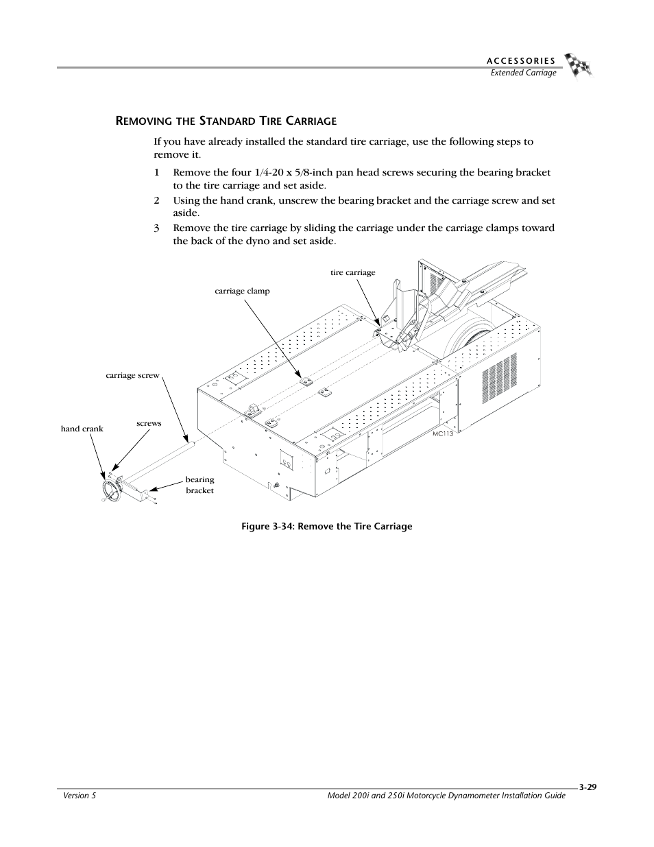 Removing the standard tire carriage -29 | Dynojet 250i: Installation Guide User Manual | Page 95 / 184