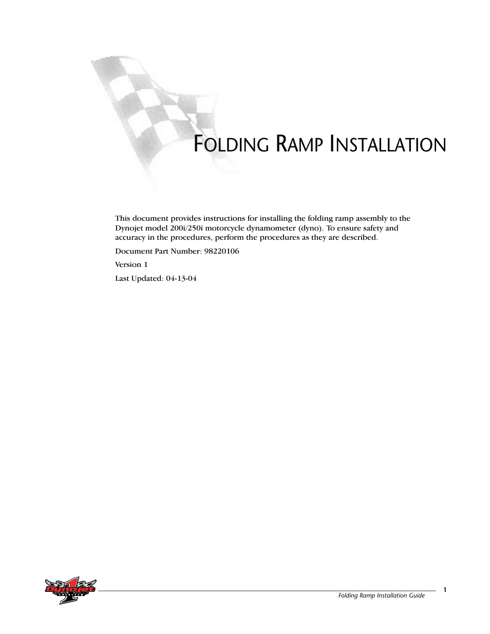 Folding ramp installation | Dynojet 250i: Folding Ramp User Manual | Page 5 / 15