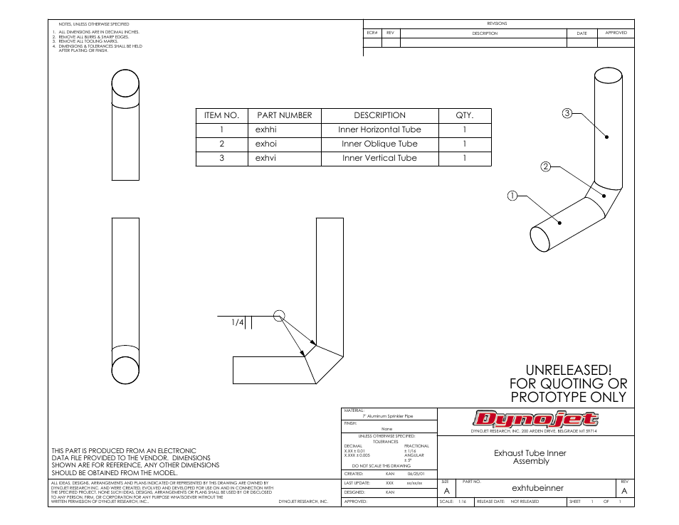 Unreleased! for quoting or prototype only | Dynojet 250i: Motorcycle Exhaust Extraction System Drawings User Manual | Page 3 / 18