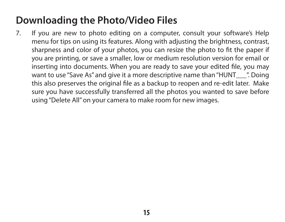 Downloading the photo/video files | Bushnell IMAGE VIEW 118322 User Manual | Page 15 / 20