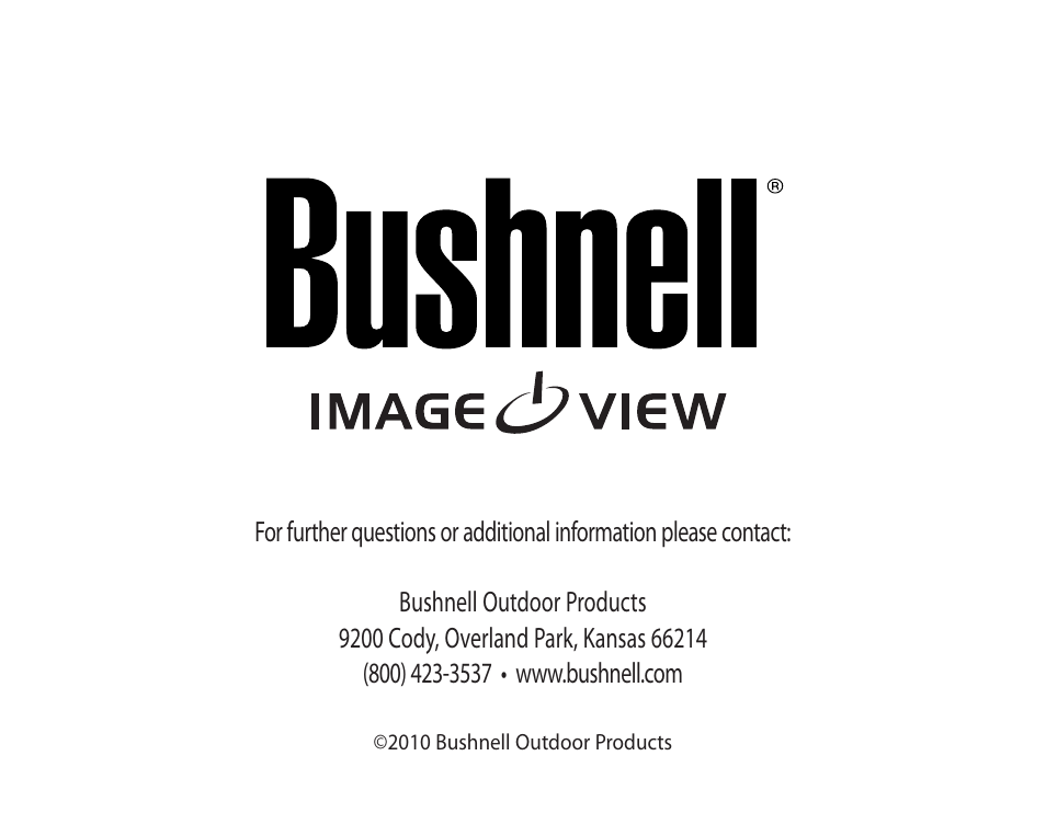 Bushnell IMAGE VIEW 118322 User Manual | Page 20 / 20