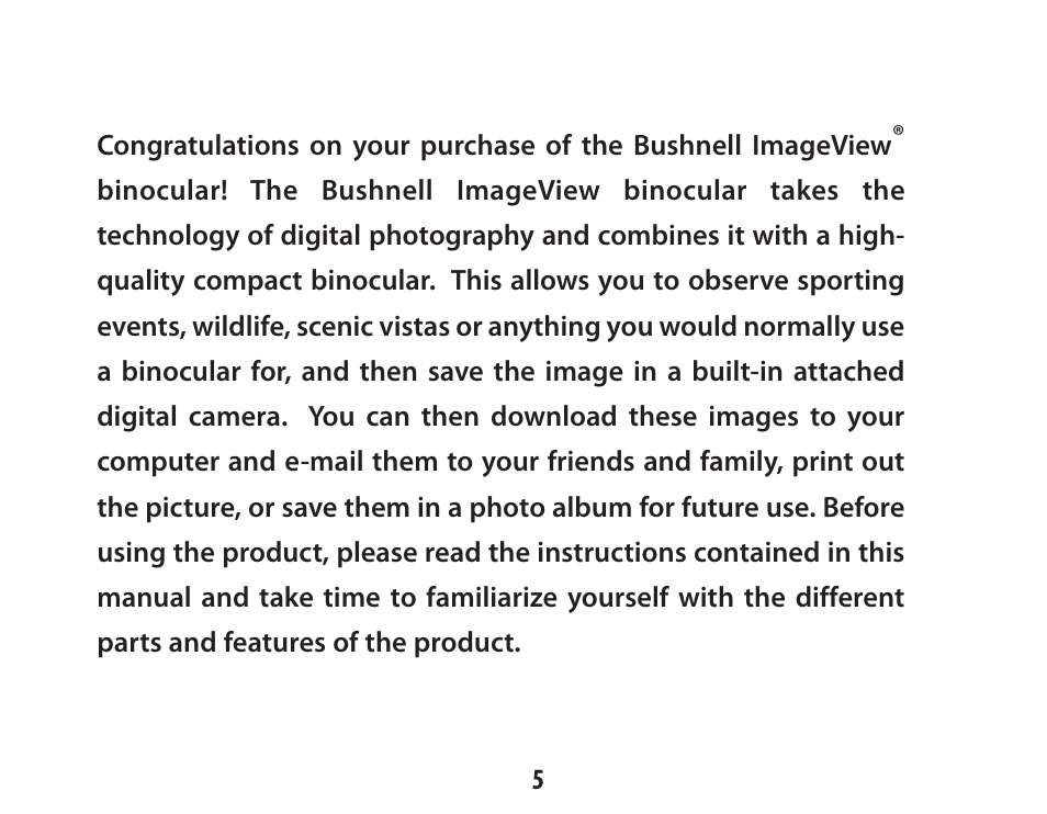 Bushnell IMAGE VIEW 118322 User Manual | Page 5 / 20