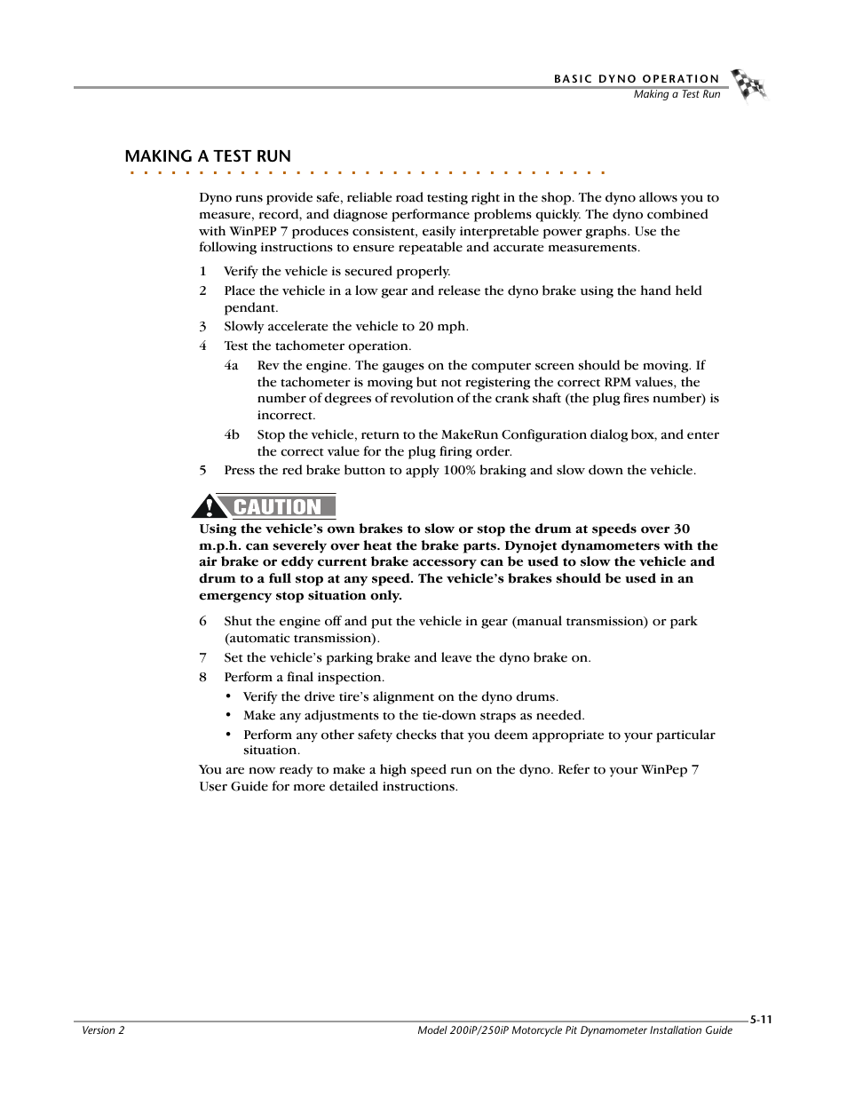 Making a test run | Dynojet 250iP: Pit Installation Guide User Manual | Page 117 / 148