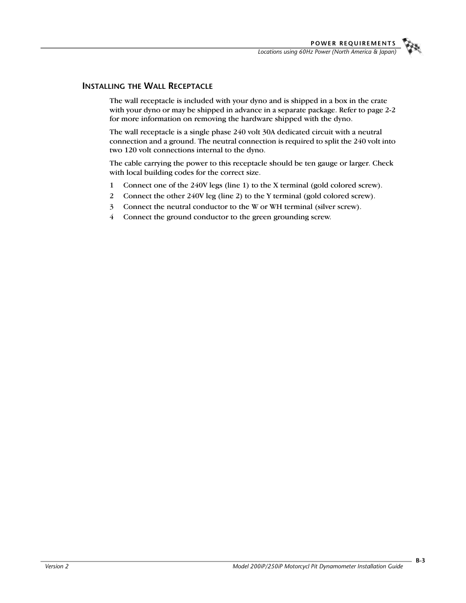 Installing the wall receptacle | Dynojet 250iP: Pit Installation Guide User Manual | Page 125 / 148