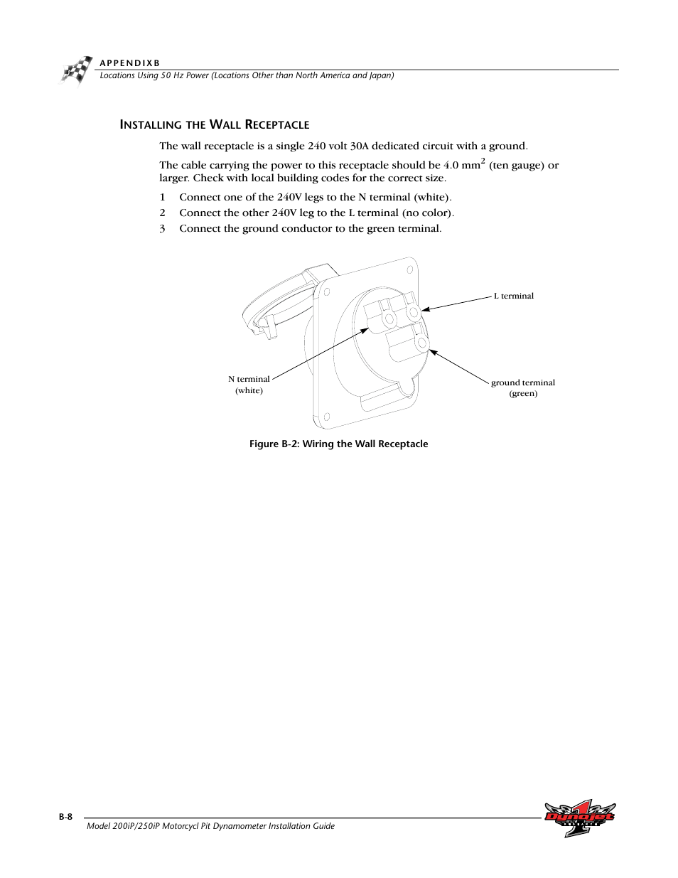 Installing the wall receptacle | Dynojet 250iP: Pit Installation Guide User Manual | Page 130 / 148