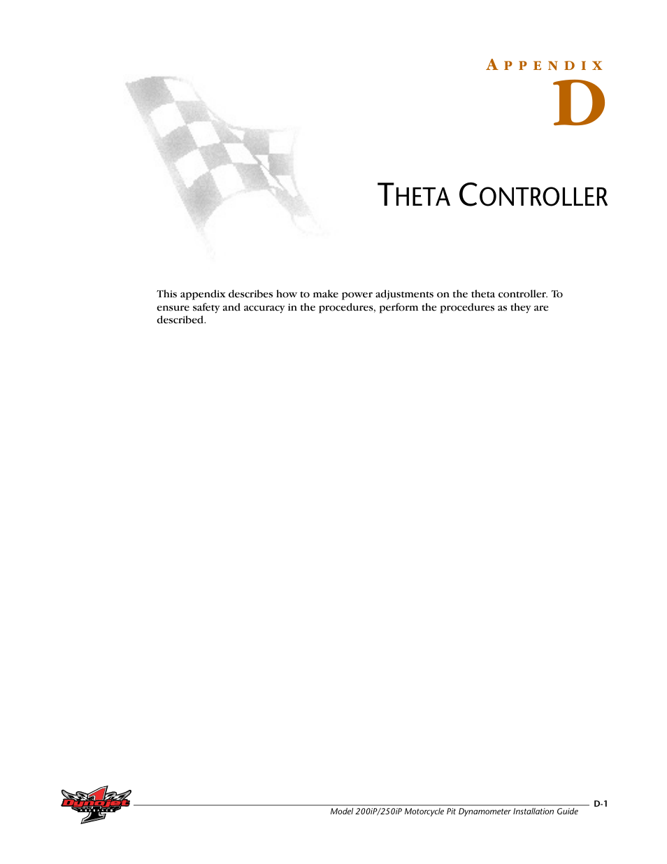 Theta controller, Appendix d theta controller | Dynojet 250iP: Pit Installation Guide User Manual | Page 141 / 148