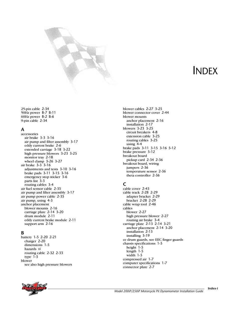 Index, Ndex | Dynojet 250iP: Pit Installation Guide User Manual | Page 145 / 148