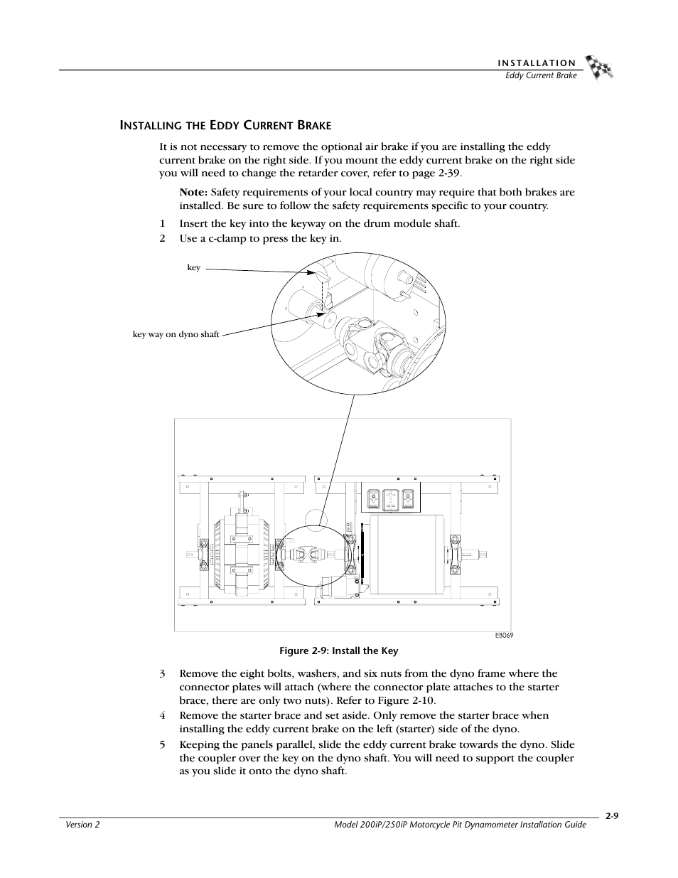 Installing the eddy current brake, Installing the eddy current brake -9 | Dynojet 250iP: Pit Installation Guide User Manual | Page 29 / 148