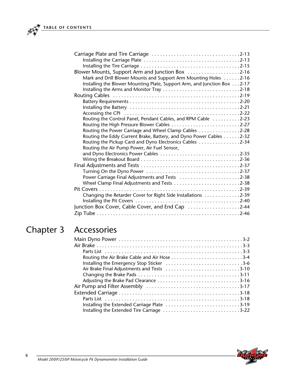 Chapter 3 accessories | Dynojet 250iP: Pit Installation Guide User Manual | Page 4 / 148