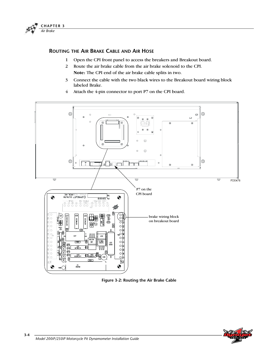 Routing the air brake cable and air hose, Routing the air brake cable and air hose -4 | Dynojet 250iP: Pit Installation Guide User Manual | Page 70 / 148