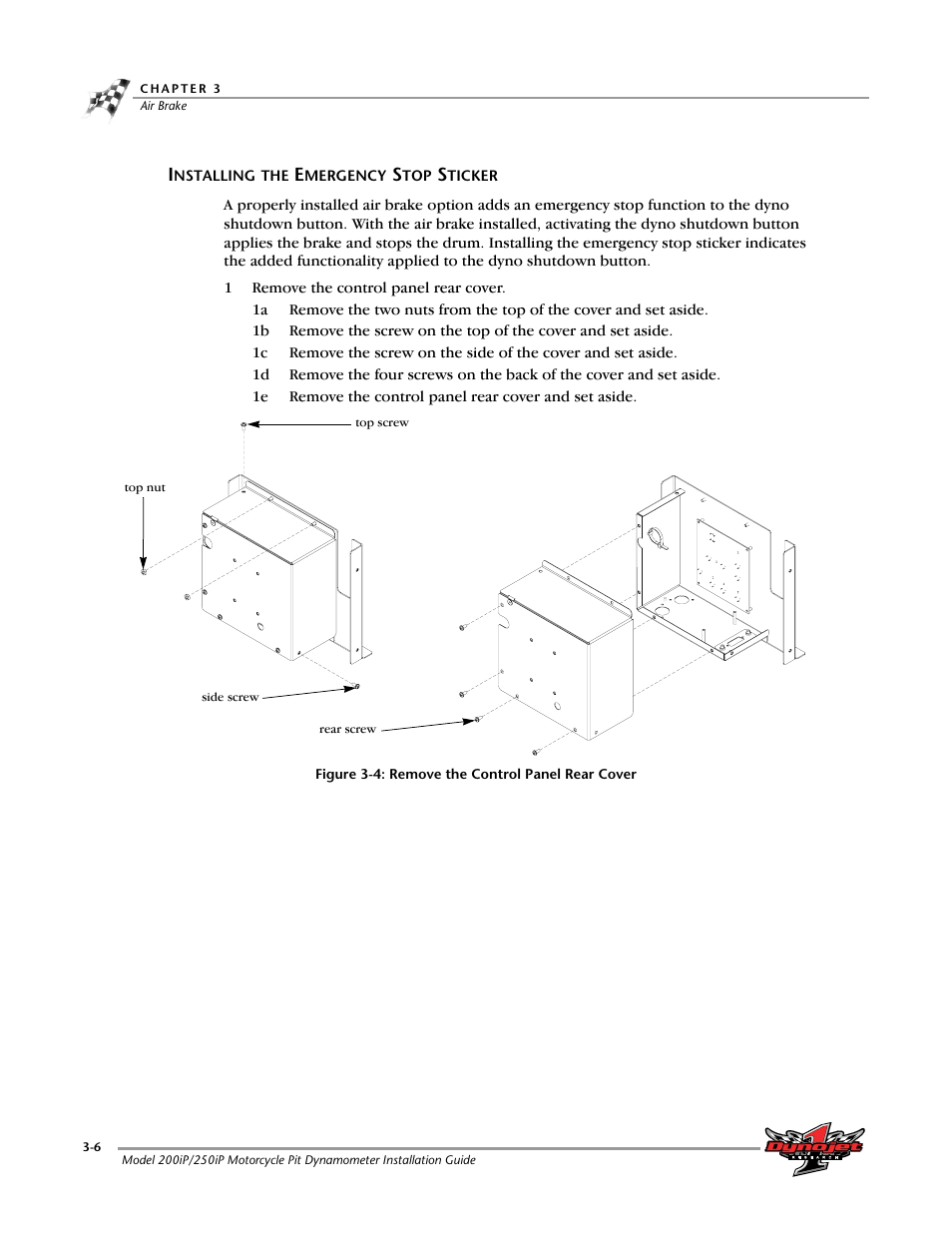 Installing the emergency stop sticker, Installing the emergency stop sticker -6 | Dynojet 250iP: Pit Installation Guide User Manual | Page 72 / 148