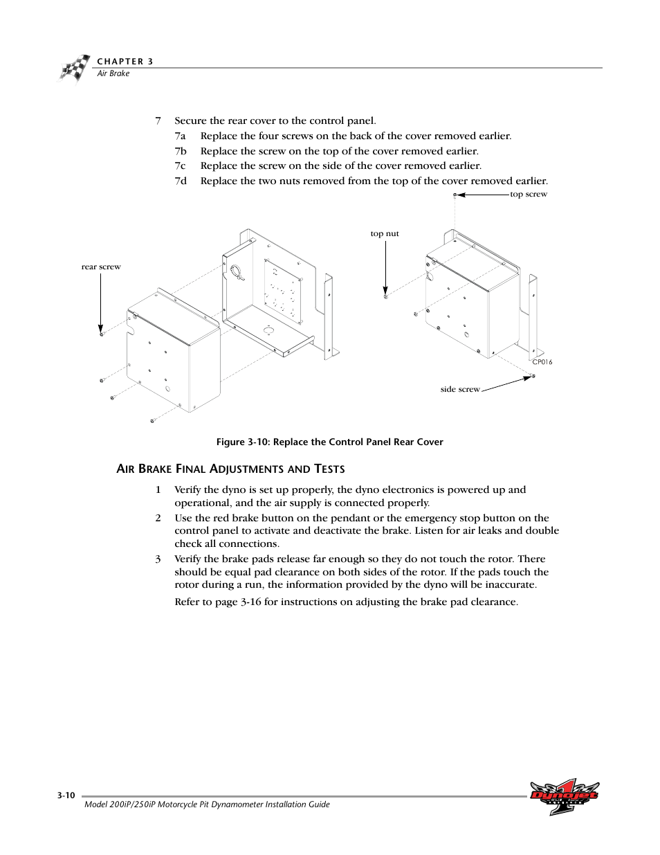 Air brake final adjustments and tests, Air brake final adjustments and tests -10 | Dynojet 250iP: Pit Installation Guide User Manual | Page 76 / 148