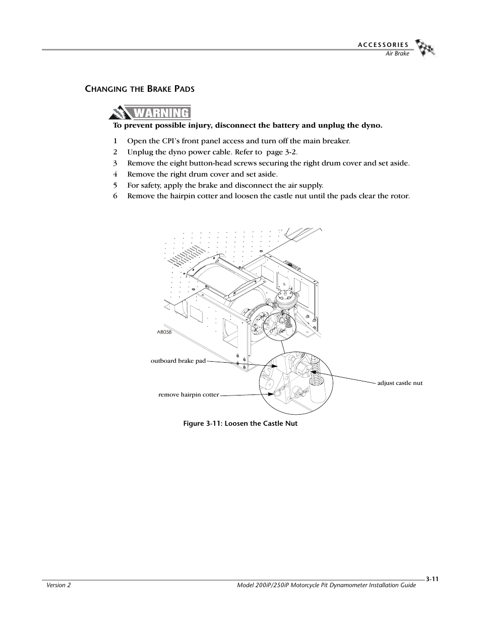 Changing the brake pads, Changing the brake pads -11 | Dynojet 250iP: Pit Installation Guide User Manual | Page 77 / 148
