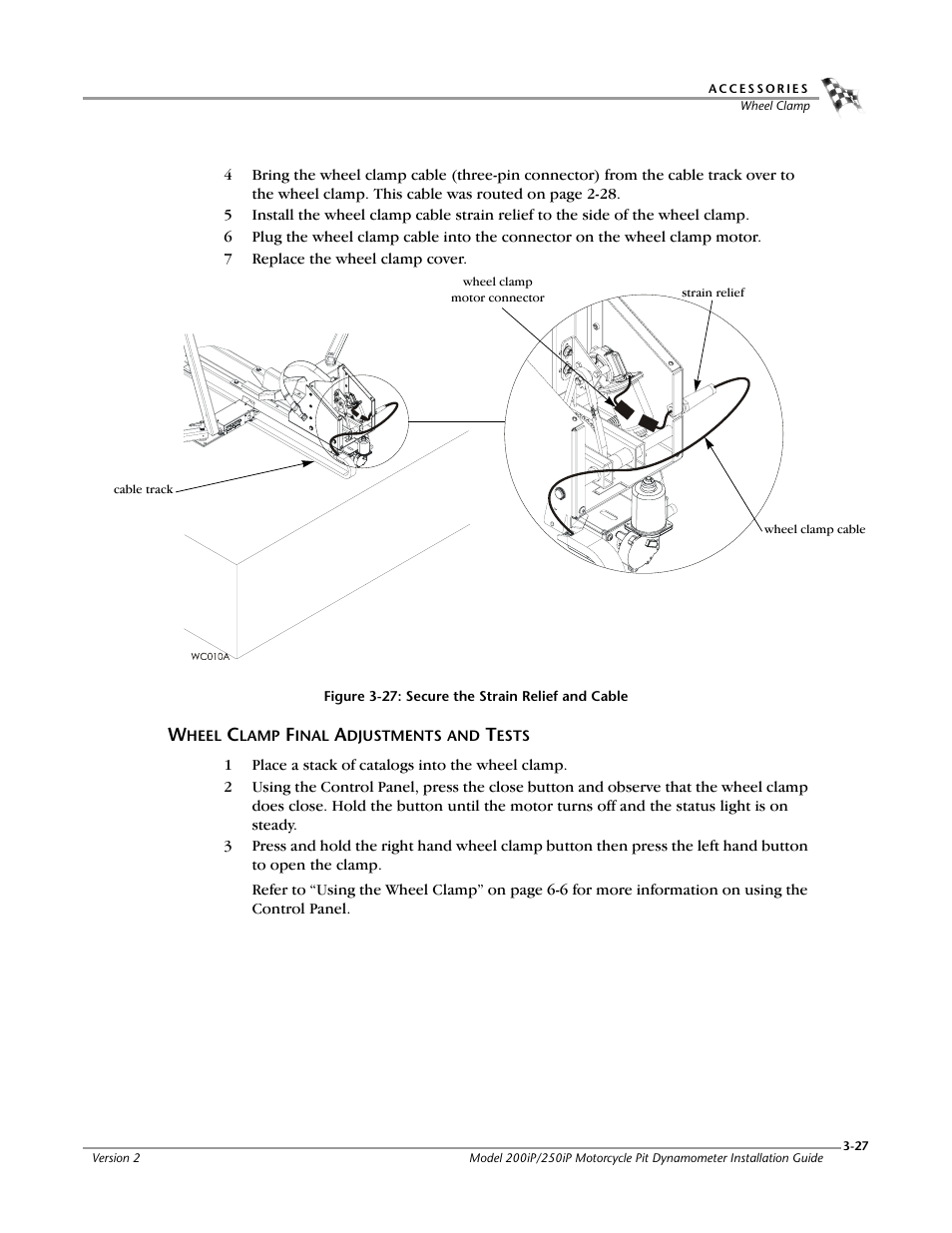 Wheel clamp final adjustments and tests, Wheel clamp final adjustments and tests -27 | Dynojet 250iP: Pit Installation Guide User Manual | Page 93 / 148