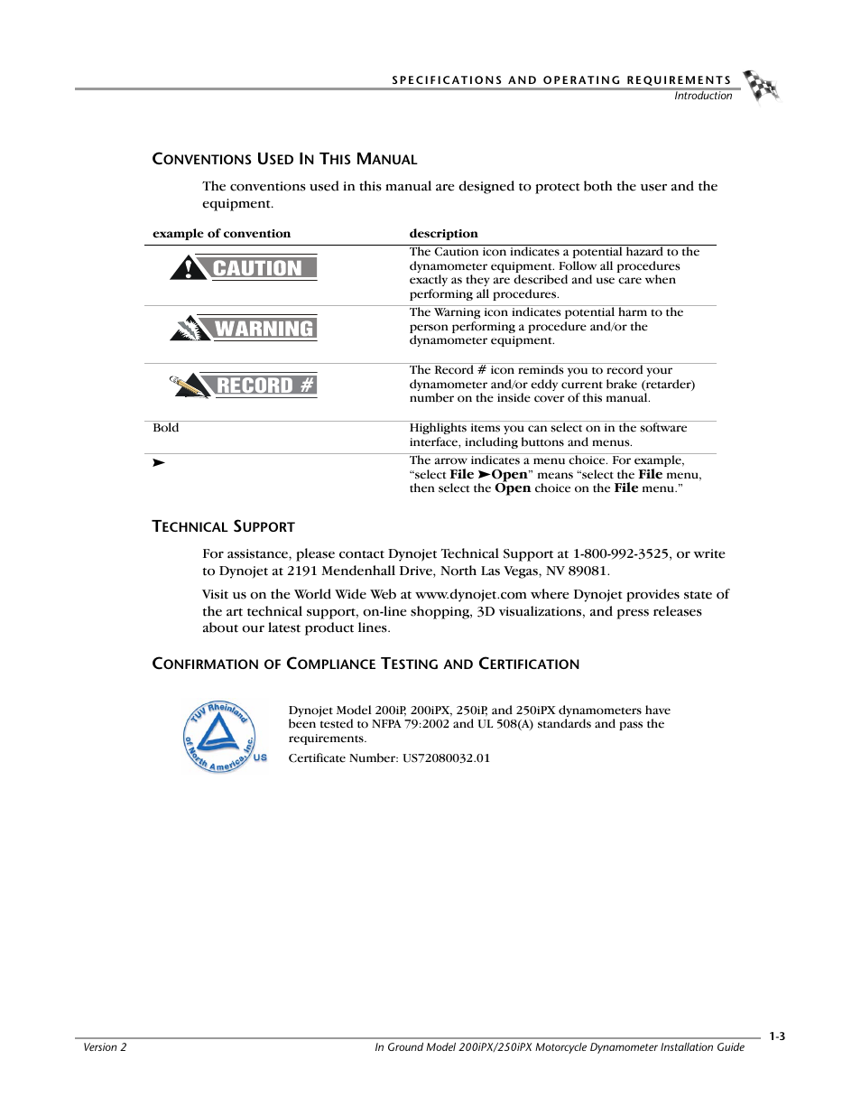 Conventions used in this manual, Technical support, Record | Dynojet 250iPX: Installation Guide User Manual | Page 13 / 163