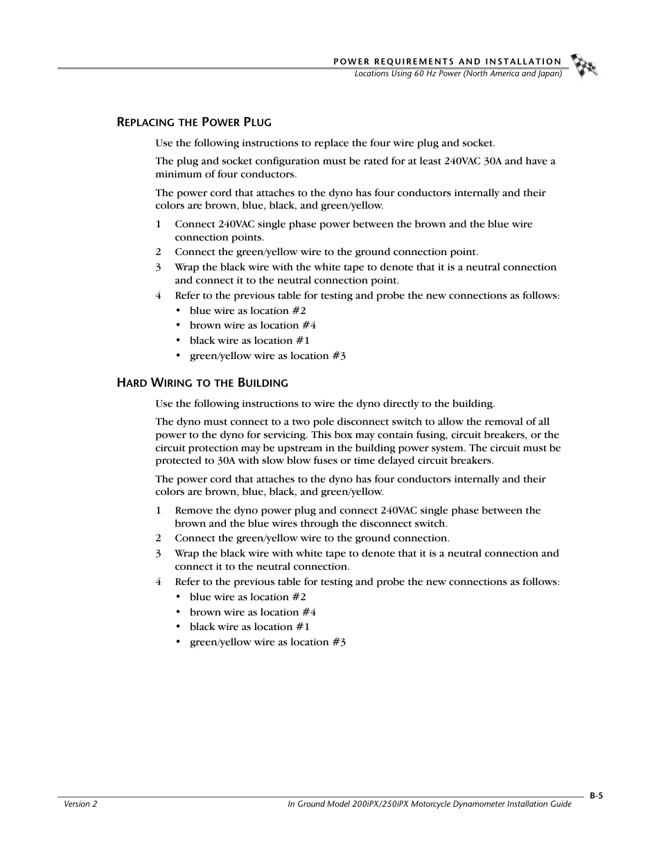 Replacing the power plug, Hard wiring to the building | Dynojet 250iPX: Installation Guide User Manual | Page 133 / 163