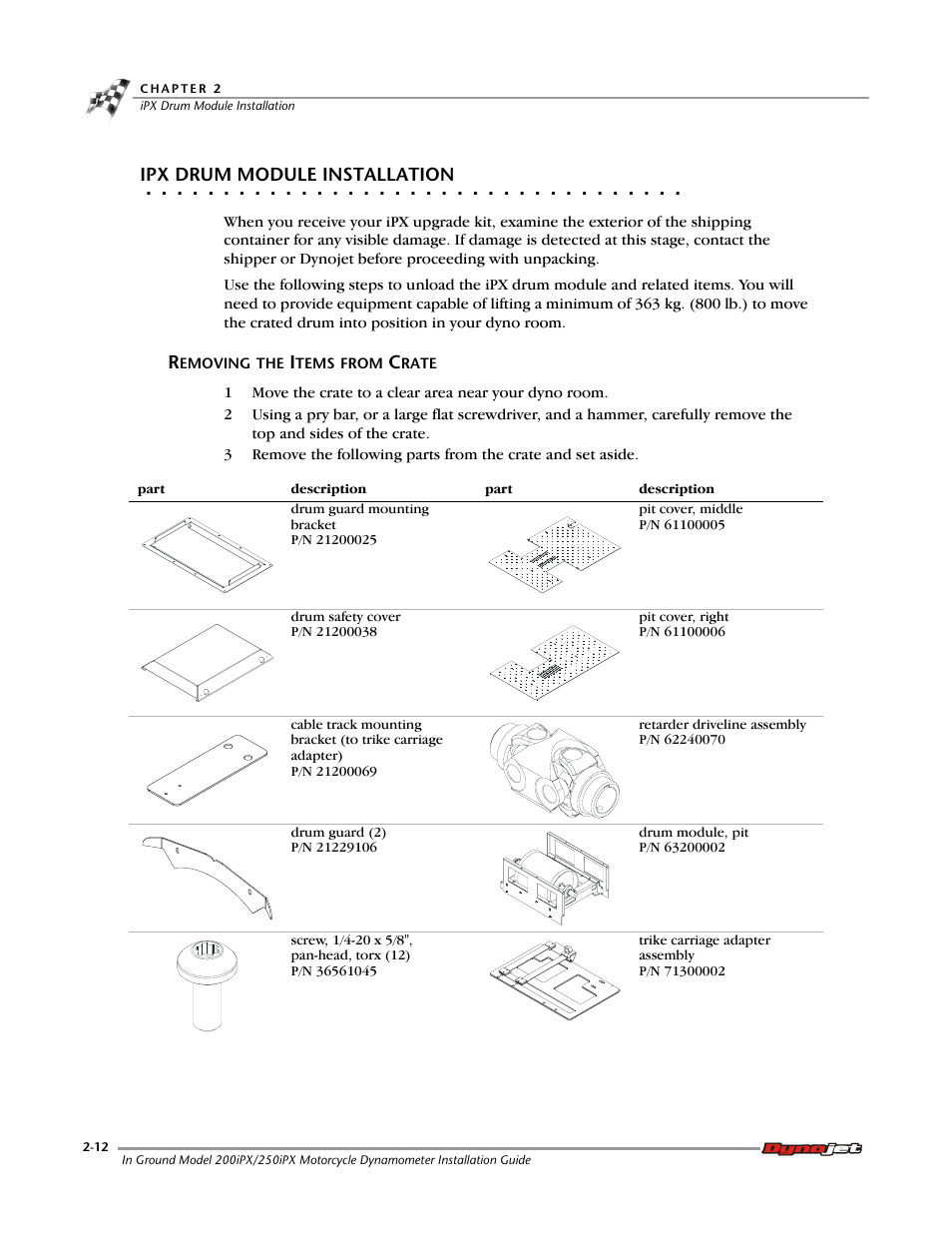 Ipx drum module installation, Removing the items from crate | Dynojet 250iPX: Installation Guide User Manual | Page 34 / 163