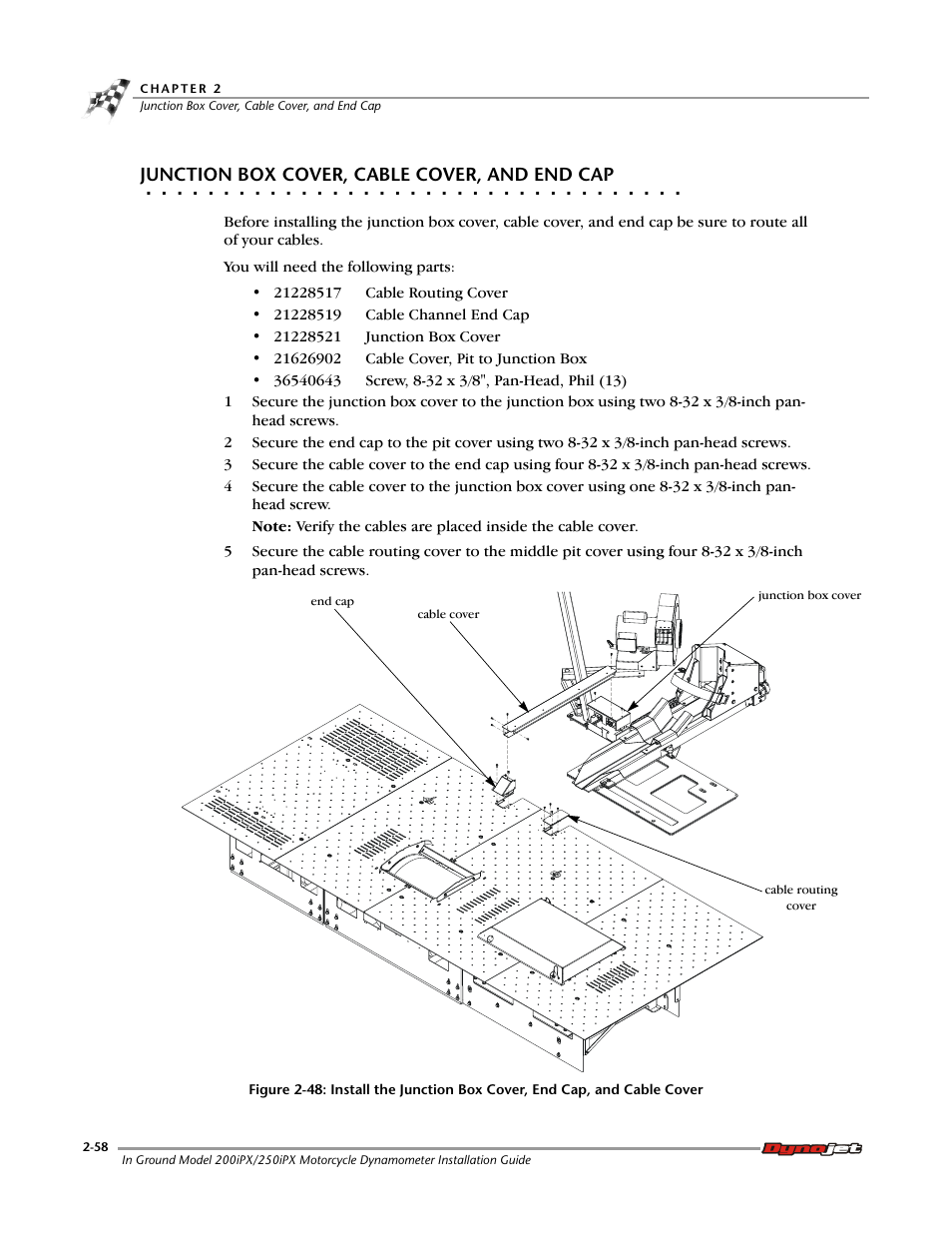 Junction box cover, cable cover, and end cap | Dynojet 250iPX: Installation Guide User Manual | Page 80 / 163